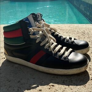 Gucci Black and Red High-Top Sneakers